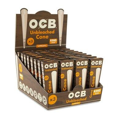 OCB Virgin Unbleached King Size Cones (3 - Pack) - Pop Smoke Supply