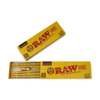 Raw 1 1/4 Classic Cone W/Funnel - 20ct - Pop Smoke Supply